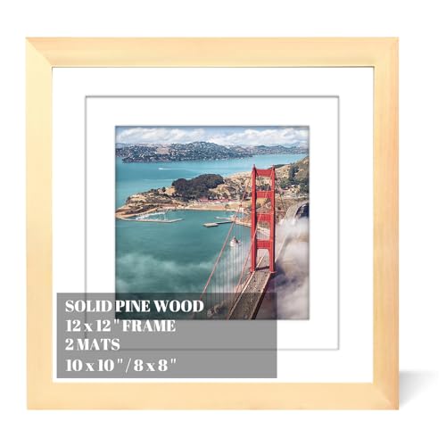 12x12 Wood Picture Frames for Wall Hanging or Tabletop,Diamond Painting Frame Baby Scan Picture Frames with 2 Mats Display 8x8 or 10x10 for Family Walls - color: Natural, size: 12x12 inch