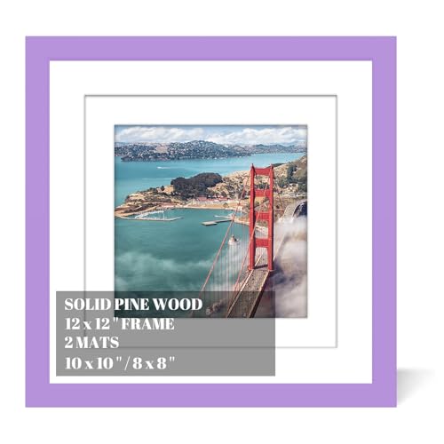 12x12 Wood Picture Frames for Wall Hanging or Tabletop,Diamond Painting Frame Baby Scan Picture Frames with 2 Mats Display 8x8 or 10x10 for Family Walls Decoration,Anniversary,Wedding,Christmas(Purple) - color: Purple, size: 12x12 inch