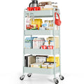 TOOLF 4 Tier Metal Rolling Cart, Utility Storage Cart with Wheels, Green - color: Green, size: 4-Tier