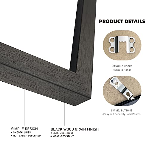 Hongkee 6x6 Black Picture Frames set of 3, Made of Wooden and Real Glass Square Photo frame - Displays 4x4 Picture With Mat or 6 x 6 Without Mat, Desktop & Wall Collage Frame set - color: Black, size: 6x6 in
