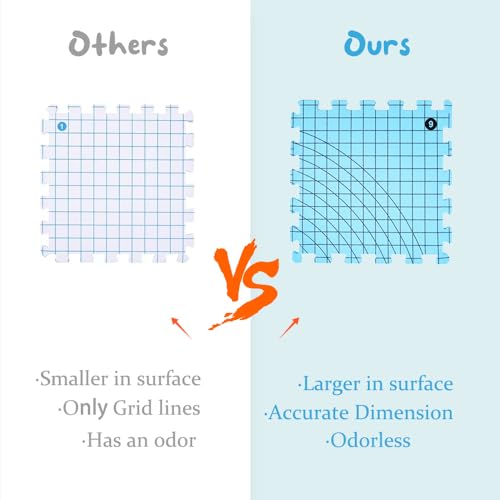 Yarniss 9PCS Blocking Mats for Knitting with 50 T-Pins & 8 Combs 12" x 12" - color: Light blue