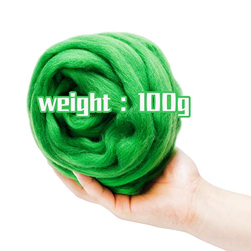 3.53oz Needle Felting Wool Roving for Needle Felting Green Felting Wool - color: green