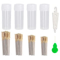 120pcs Cross Stitch Needles +2 Needle Threader Golden Color Large Eyes Cross Stitch DIY Embroidery Hand Needles Sewing Needles in Transparent Box Size 22# 24# 26# 28# - style: 22#+24#+26#+28#