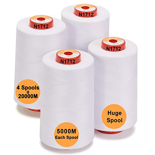 New brothread 4 Large Cones All Purpose Polyester Thread -White - color: 4xWhite