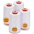 New brothread 4 Large Cones All Purpose Polyester Thread -White - color: 4xWhite
