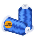 Simthread Embroidery Thread 5500 Yards Blue 405, 2 Huge Spools 40wt Polyester for Brother, Babylock, Janome, Singer, Pfaff, Husqvarna, Bernina Machine - color: Blue