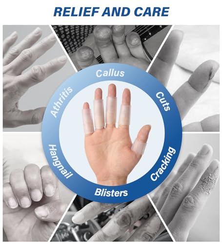 Gel Finger Cots Protectors, Silicone Fingers Covers Bandages Caps Sleeves for Fingertip Thumb Protection, Ideal for Trigger, Arthritis, Cracking, Blisters, Callus, Hangnail & Pain Relief (Clear, M, 18PCS) - size: M(18)