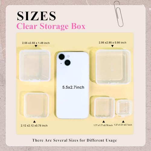 12 Pieces Transparent Plastic Jewerly Display Cases, Small Organizer Box for Bead, Crafts, Ear Plugs, Eye Lash, Perler (2.12 x 2.12 x 0.78 Inch) - size: 2.12 x 2.12 x 0.78 Inch