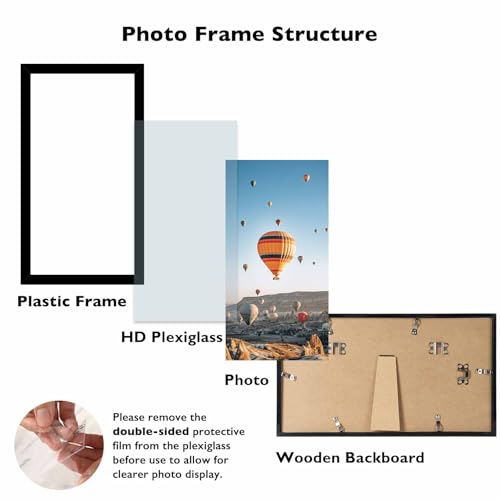 JCJMY 4x8 Picture Frame Black for Wall Hanging or Tabletop, Wall Mounting Horizontally or Vertically, 4 x 8 Wall Gallery Poster Photo Frame with Shatter Resistant Plexiglass, Black - color: Black, size: 4x8 inch