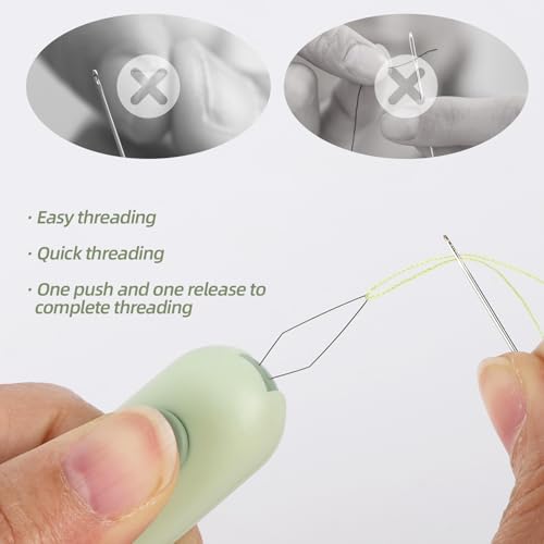 3Pcs 3 in 1 Needle Threader Seam Ripper, Automatic Needle Threaders with 3 Needles Storage for Hand Stitching, Seam Rippers for Sewing Stitch Remover Tool
