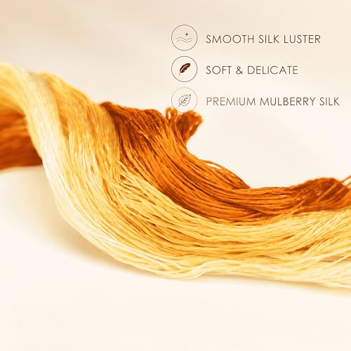 Natural 100% Silk Thread, Handmade Embroidery Thread Silk Floss 9 Colors 110m Each (86) - color: 86