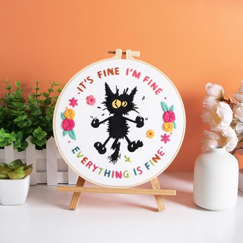 Louise Maelys Cute Cat Embroidery Kit for Beginners DIY Needlepoint - color: Pattern 14