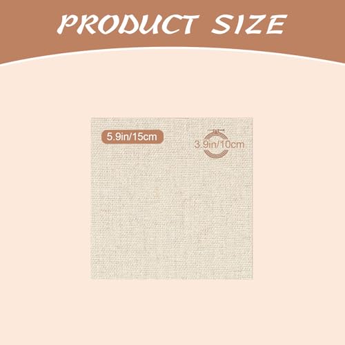 20 PCS Linen Embroidery Fabric, 5.9 × 5.9 Inch Natural Color Fabric - color: Natural Color, size: 5.9×5.9 Inch