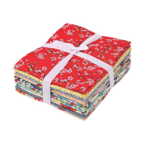 Craftido -25 Options- 100% Cotton Quilting Fabric Bundles 10pcs Fat Quarters 18”x21”-Medium Weight 5.2 oz- Soft Cotton for Quilting, Sewing Project, Patchwork, DIY Crafts – Japanese Style - color: Japanese Style