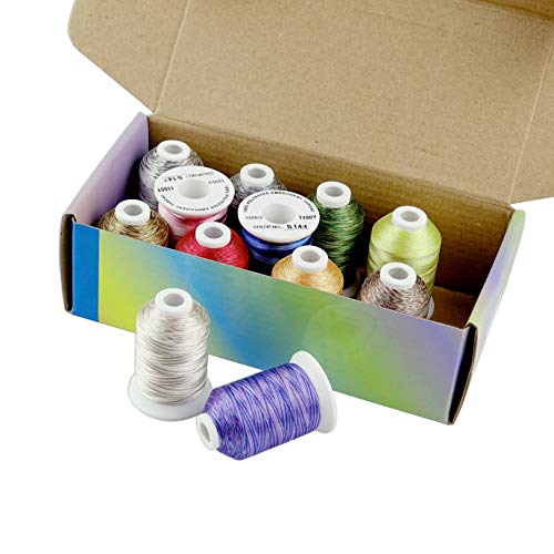 Simthreads 12 Variegated Colors Embroidery Machine Thread 1100 Yards Each for Janome Brother Pfaff Babylock Singer Bernina Husqvaran and Most Sewing Embroidery Machines - color: 12Va-3