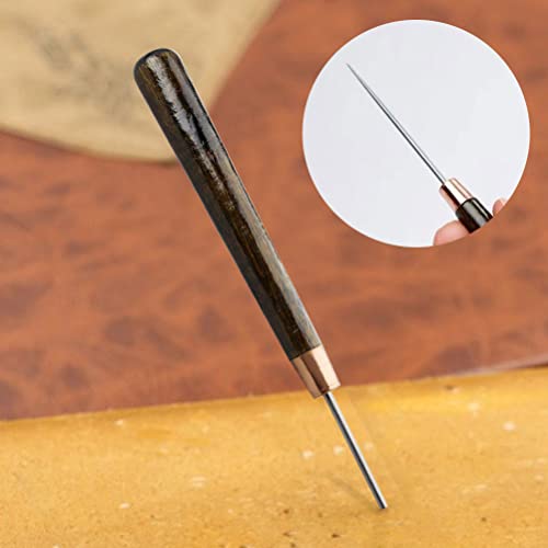 2 Pcs Leather Scratch Awls Tool, Sewing Awl Tool with Wooden Handle
