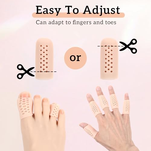 16 Pcs Gel Finger Cots with Air Holes Silicone Finger Protectors Breathable Covers Protection Anti Nail Biting Gloves for Fingers Tips Toe Sleeves Protection for Wound Fingers Cracking (Nude) - color: Skin-Coloured