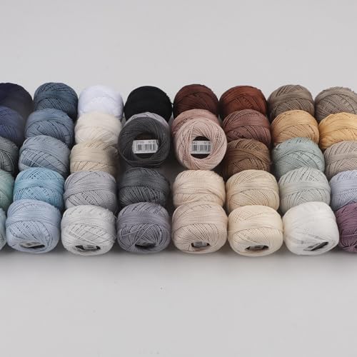 40 Colors Size 8 Double Mercerized Egyptian Long Staple Cotton Pearl Thread 5 Grams Ball Rainbow Color Embroidery Thread for Crochet Hardanger Cross Stitch Hand Embroidery (40F) - color: 40F
