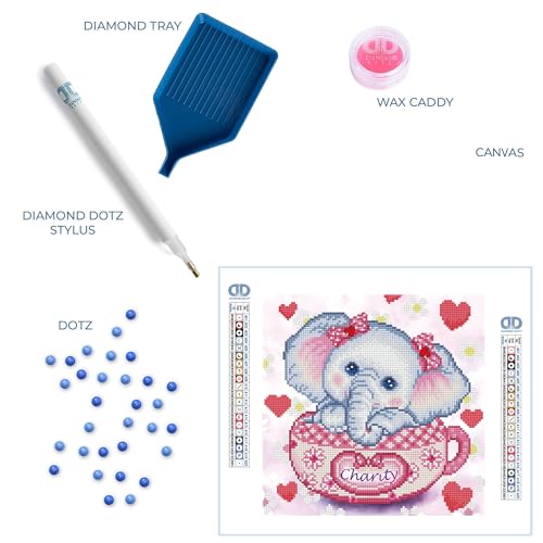 DIAMOND DOTZ Charity Elephant Diamond Painting Kit for Adults with Gems - size: 12 X 12 inches