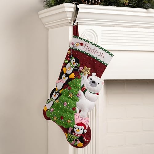 Bucilla Felt Applique 18" Stocking Making Kit, Arctic Tree Trimmers, Perfect for DIY Arts and Crafts, 89741E - style: Stocking