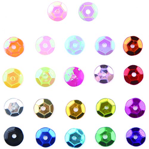 DIYASY 9800 Pcs 6MM Bulk Loose Sequins, Round Embroidery Sequins Cup Craft Sequin with Holes for DIY 22 Colors