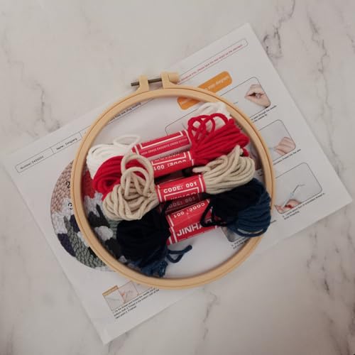 Esffaci Punch Needle Kit for Adults Beginner Starter Punch Embroidery Kit with Red Sunrise Snow Mountain Tree Scenery Pattern DIY Punch Stitch Supplies with Stamped Fabric Yarn Hoop Tool Instruction - color: Sunrise