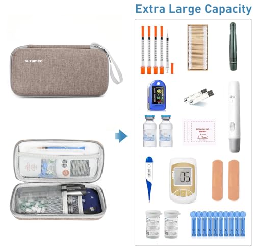 suzamed Insulin Cooler Travel Case, 2x150g Ice Pack TSA Approved, Brown - color: Brown