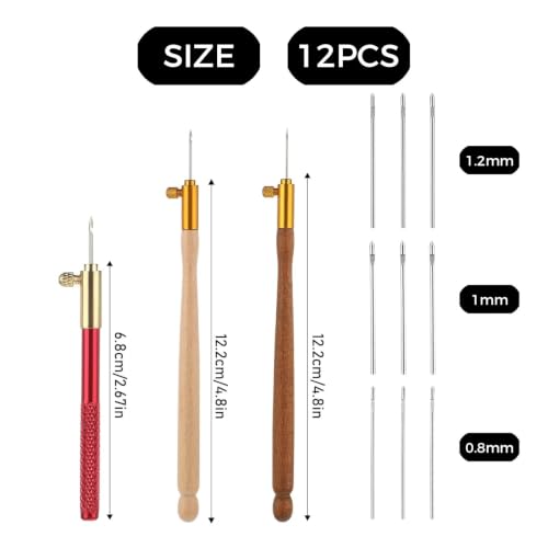 Bead Embroidery Kit, 3 Tambour Hooks + 9 Needles for Beading/Sequin/Knitting