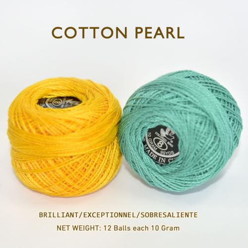 Double Mercerized Egyptian Long Staple Cotton Pearl Thread Ball 10 Grams Rainbow Color 12 Colors per Box for Crochet Hardanger Kniting Hand Sewing,Warm Earth PastelPalette - color: Warm Earth Pastel Palette