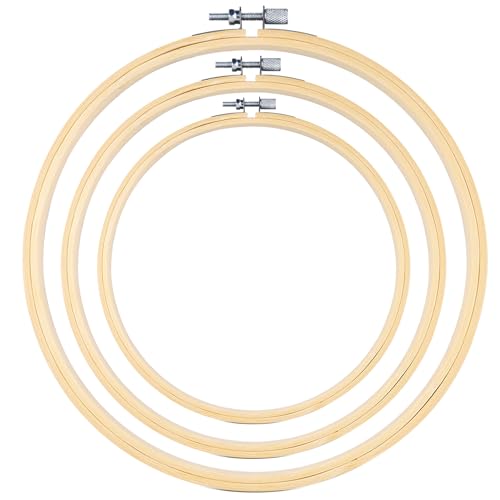 TINDTOP Bamboo Embroidery Hoops, 3 Pieces 8 to 12 Inch Cross Stitch Frame - size: 8IN + 10IN + 12IN