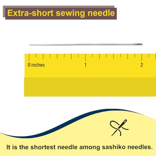 MISUYA CHUBE Sashiko Needles Set of 5, Japanese Embroidery Hand Sewing Needles, Large Eye, Durable Steel, Smooth Stitching, Made in Japan (2.02 Inches) - size: 2.02 Inches