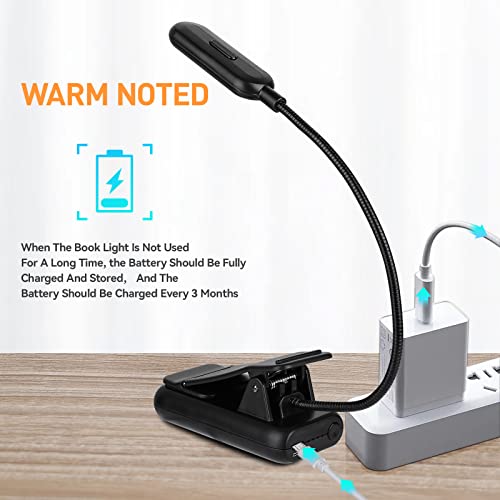 VAVOFO Amber Rechargeable Reading Light, Blue Light Blocking Book Light, 7 LEDs Eye Care 9 Colors 9 Brightness Clip On for Kids Bookworms Reading in Bed with Power Indicator Lasting 70h (Black) - size: 1-Pack Black