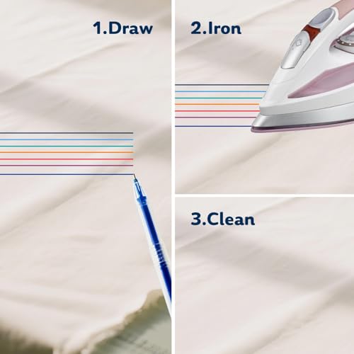 Jauisus 7 Pcs Heat Erasable Pens for Fabrics with 35 Refills, Fabric Marking Pens for Quilting Supplies DIY Embroidery Dressmaking Fabrics Tailors Chalk Pen(7 Colors, 35)