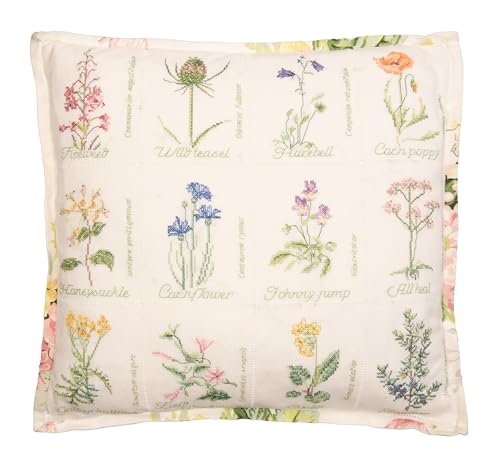 Thea Gouverneur - Counted Cross Stitch Kit - Wild Flower Cushion - Aida - 16 Count - Embroidery Kit for Adults - DMC Embroidery Threads and Other Cross Stitch Supplies Included - 2074A - color: 2074A Aida