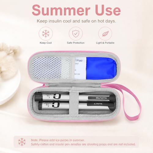 sijidou Insulin Cooler Travel Case, Portable Insulin Travel Case, Insulin Cooling Cases Insulated Organizer for Insulins Pens (Pink) - color: Pink