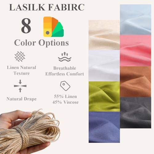 Linen Fabric | Soft, Breathable & Drapable Clothing Fabric | 55% Linen, 45% Viscose | for Dresses, Shirts, Skirts, Needlework, Lining (Navy Blue, 2 Yard) - color: Navy Blue, size: 2 yard