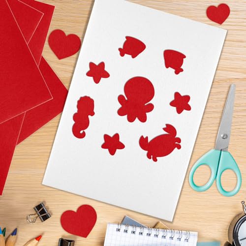 10PCS Red Self Adhesive Felt Fabric Sheets Sticky Felt Sheets for Craft Supplies Art Home Making（8.3" x 11.8"/20 x 30cm） - color: Red