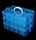 Praisebank 3-Layer Stackable Storage Container Box, 30 Dividers Compartments, Perfect for Storage Jewelry & Arts & Crafts & Sewing. (Blue) - color: Blue