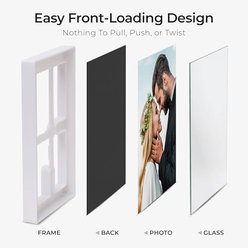 Mantello 5x7 Inch Front Loading Picture Frames - White - Art Wall Hanging Table Desk - Family Gallery Multi Photo Frame - 6 Pack - color: White, size: 5x7 - 6 Pack