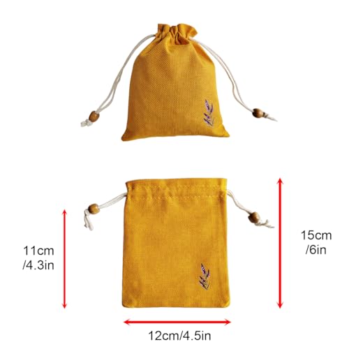 Daclubmenxy 20 PCS Small Burlap Drawstring Bags Pouch, Empty Sachet Bags, Gift Mini Drawstring Bags, Reusable Gift Linen for Wedding Favors Party Jewelry Coffee DIY (Mustard Yellow, 4.5x6 in)