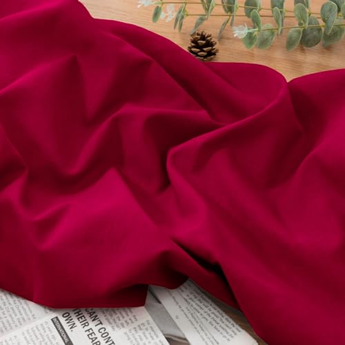 NSGZ Burgundy Linen Cotton Fabric 1 Yard 61" Wide, Linen Cotton Blend - color: Burgundy, size: 1 Yard