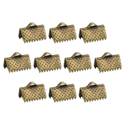 uxcell 280Pcs Ribbon Crimp Clamp Ends, 10mm Bookmark Pinch Crimp Ends, Cord Ends Fasteners Clasp Crimp Ends for DIY Bracelet Necklace Jewelry Making, Bronze Tone - color: Bronze Tone, size: 10mm