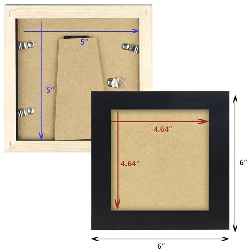 WUTL 5x5 Picture Frames Solid Wood Square Photo Frame Black 6 Pack - color: Black, size: 5x5