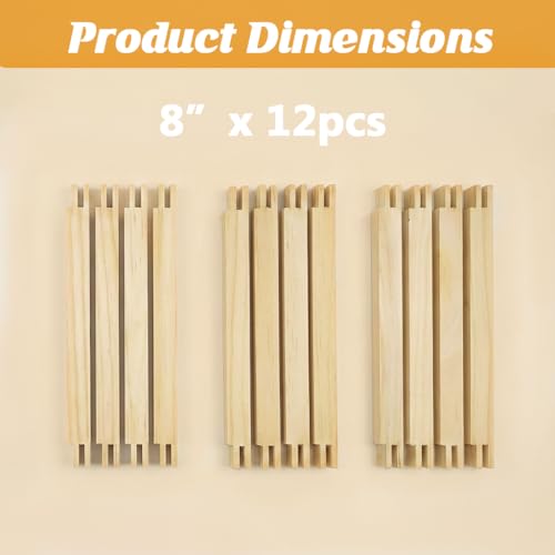 8" x 12PCS Needlepoint Stretcher Bars, Stretcher Bars for Needlework, with 50 Thumb Tacks, Wooden Canvas Stretcher Bars for Embroidery Stitch Frame Set Bundle(8"/8"/8") - size: 8"/8"/8"