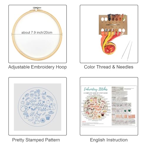 Louise Maelys Hello Fall Embroidery Kit Autumn DIY Craft Set - color: hello fall