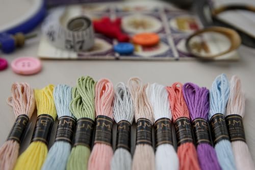 Pack of 12 Popular Colours Premium Embroidery Thread | 100% Egyptian Cotton Premium Skeins | Cross Stitch Embroidery Floss | Oeko TEX Certified| (12, Macaron Dream) - color: Macaron Dream
