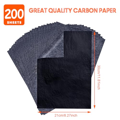 PSLER 200 Sheets Carbon Transfer Paper - Tracing Paper & 3 Embossing Stylus - size: A4 (200 Sheet with 3PCS Embossing Stylus)
