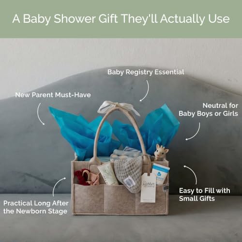 Parker Baby Co. Felt Diaper Caddy Organizer - Large, Oatmeal - color: Oatmeal (Heathered Brown), size: Large