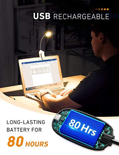 Monotremp Rechargeable Book Lights for Reading at Night, Clip-On 3 Colors - color: White