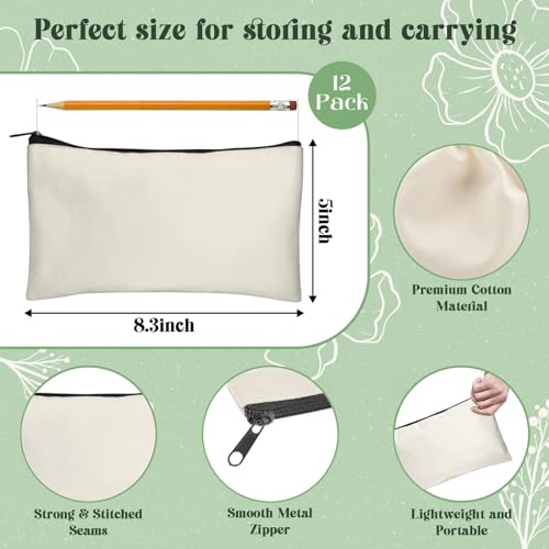Legigo Blank Canvas Bags Zipper Pouch Makeup Bags Pencil Pouch Bulk - color: Beige